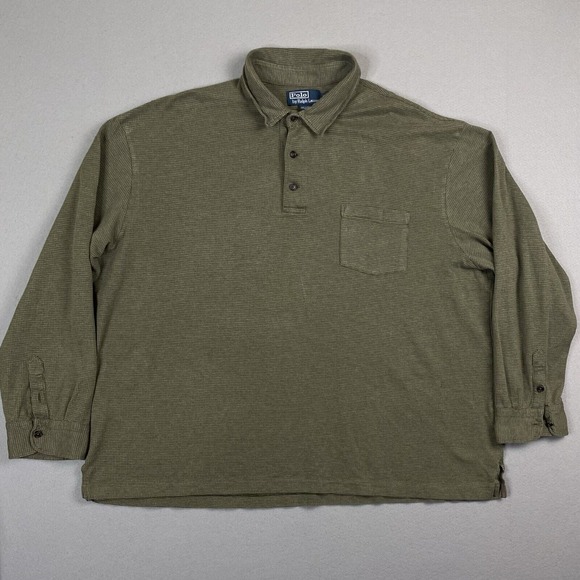 VTG Polo Ralph Lauren Shirt Mens 2XB Big Houndstooth‎ Pima Cotton Button Up Long - Picture 1 of 9